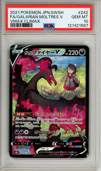 Pokemon Graded: JP Galarian Moltres V 242/184 VMAX Climax (2021) Full Art Holo PSA 10
