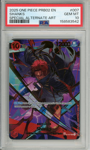 One Piece Graded: Shanks OP06-007 Special Alternate Art (2025) PSA 10