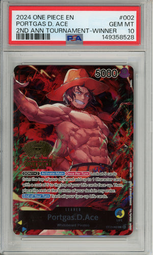 One Piece Graded: Portgas D. Ace ST13-002 2nd Anniversary Tournament Winner PSA 10