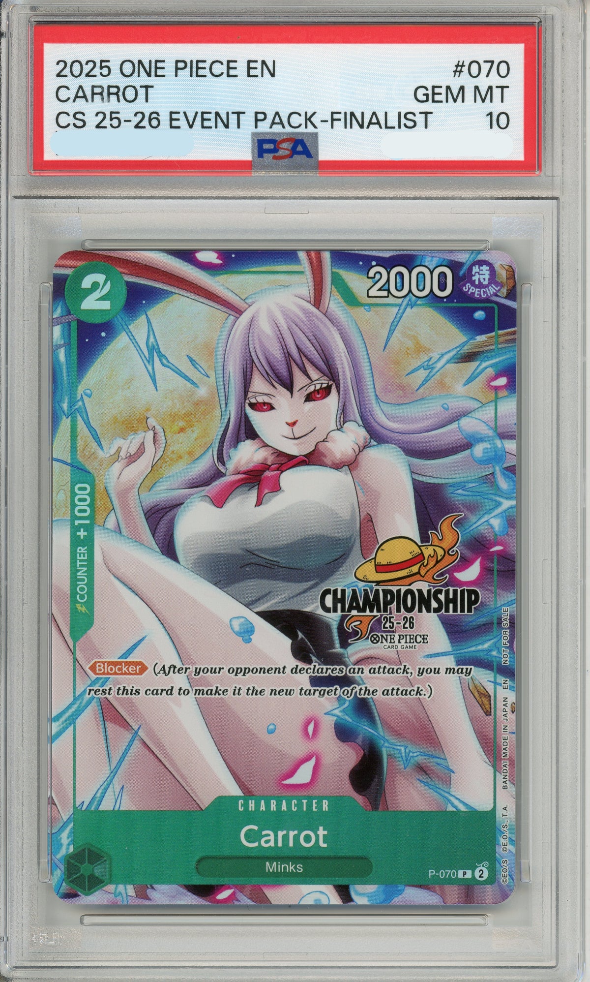 One Piece Graded: Carrot P-070 Championship Event Pack Finalist PSA 10