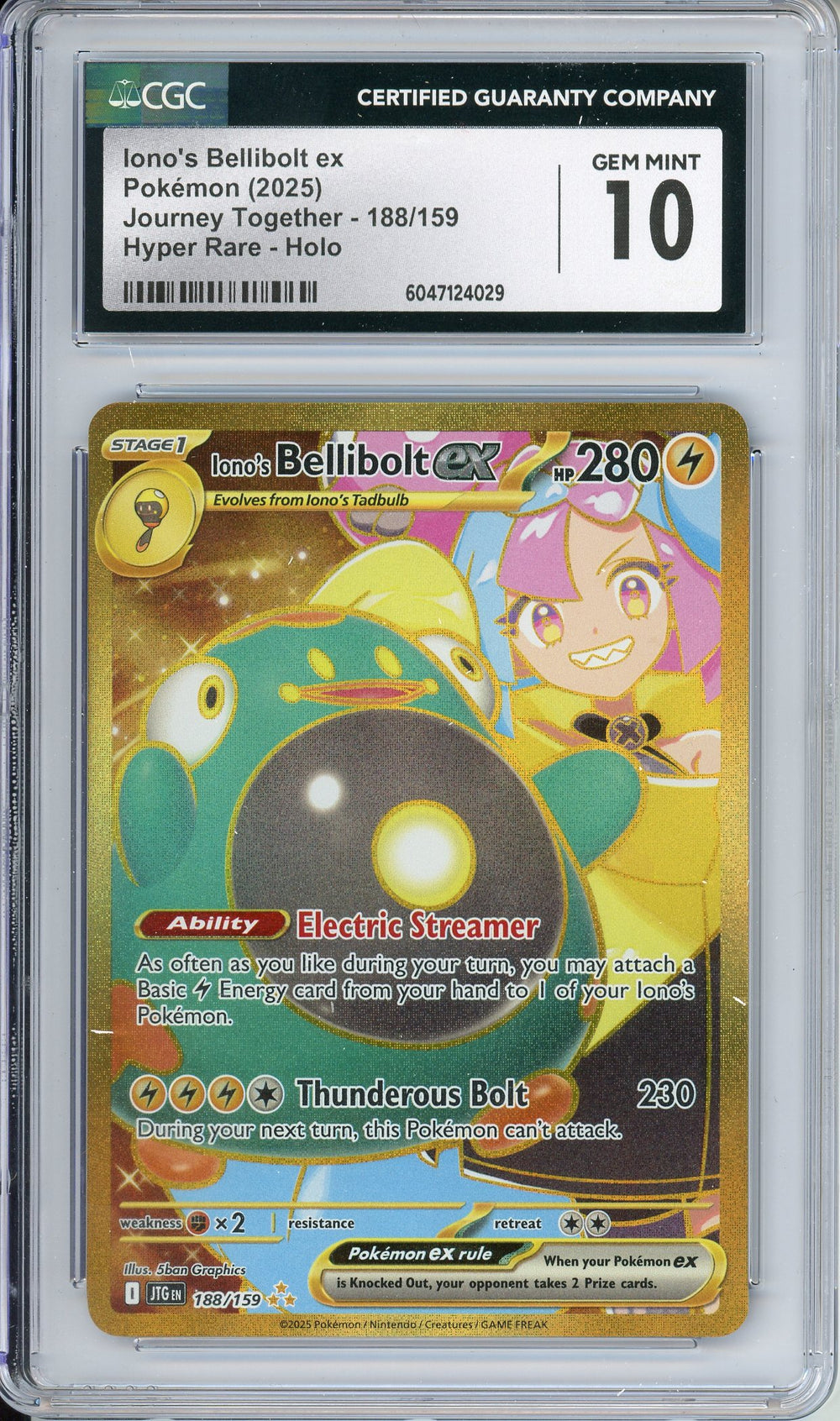 bellibolt ex pokemon card price Graded: Iono's CGC 10 – Double Infinity Gaming Certification #148744736 SWSH05 Certification ID:62455821 Hero's Medal [Reverse Holo]