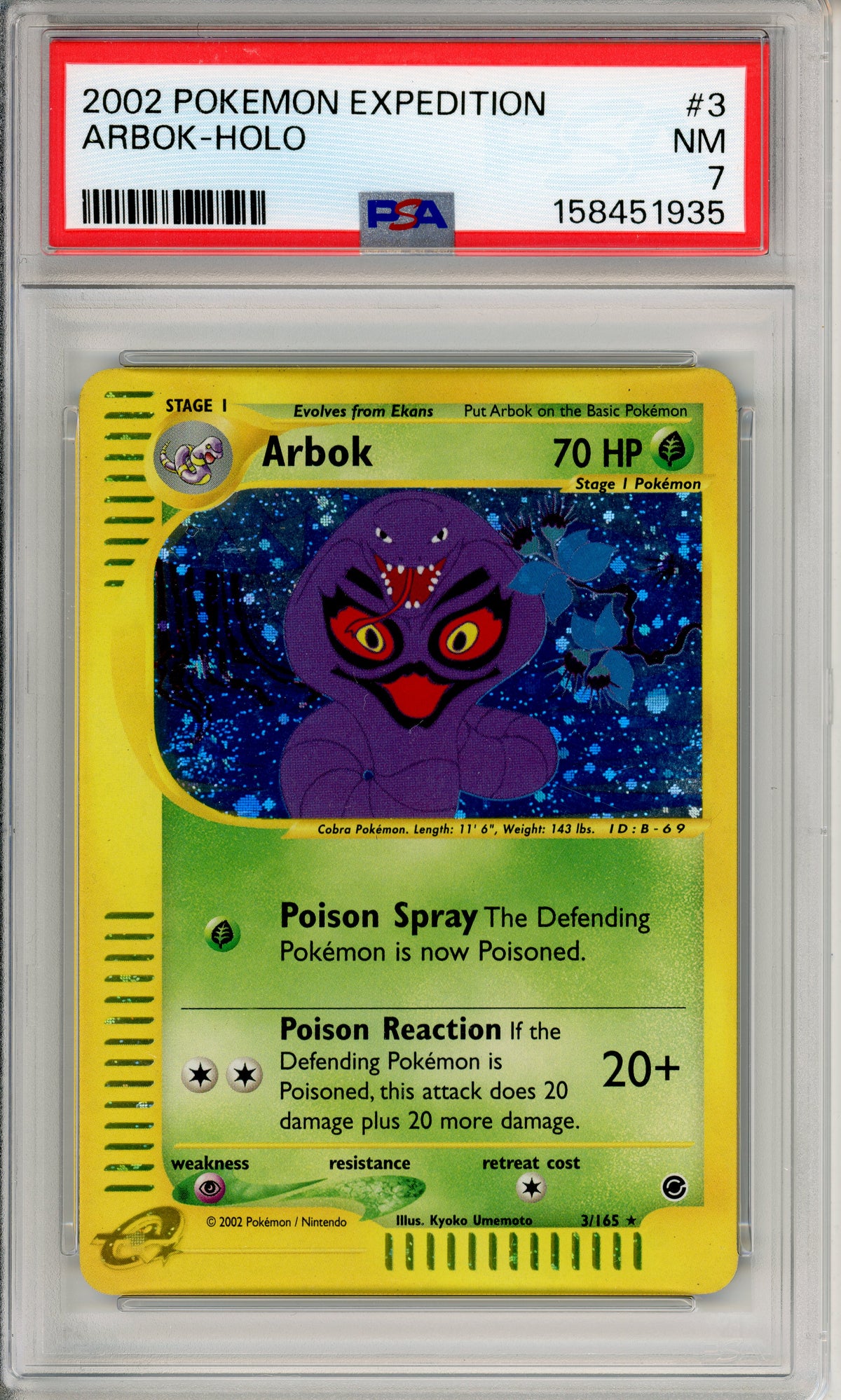 Pokemon Graded: Arbok 3/165 Expedition (2002) Holo PSA 7