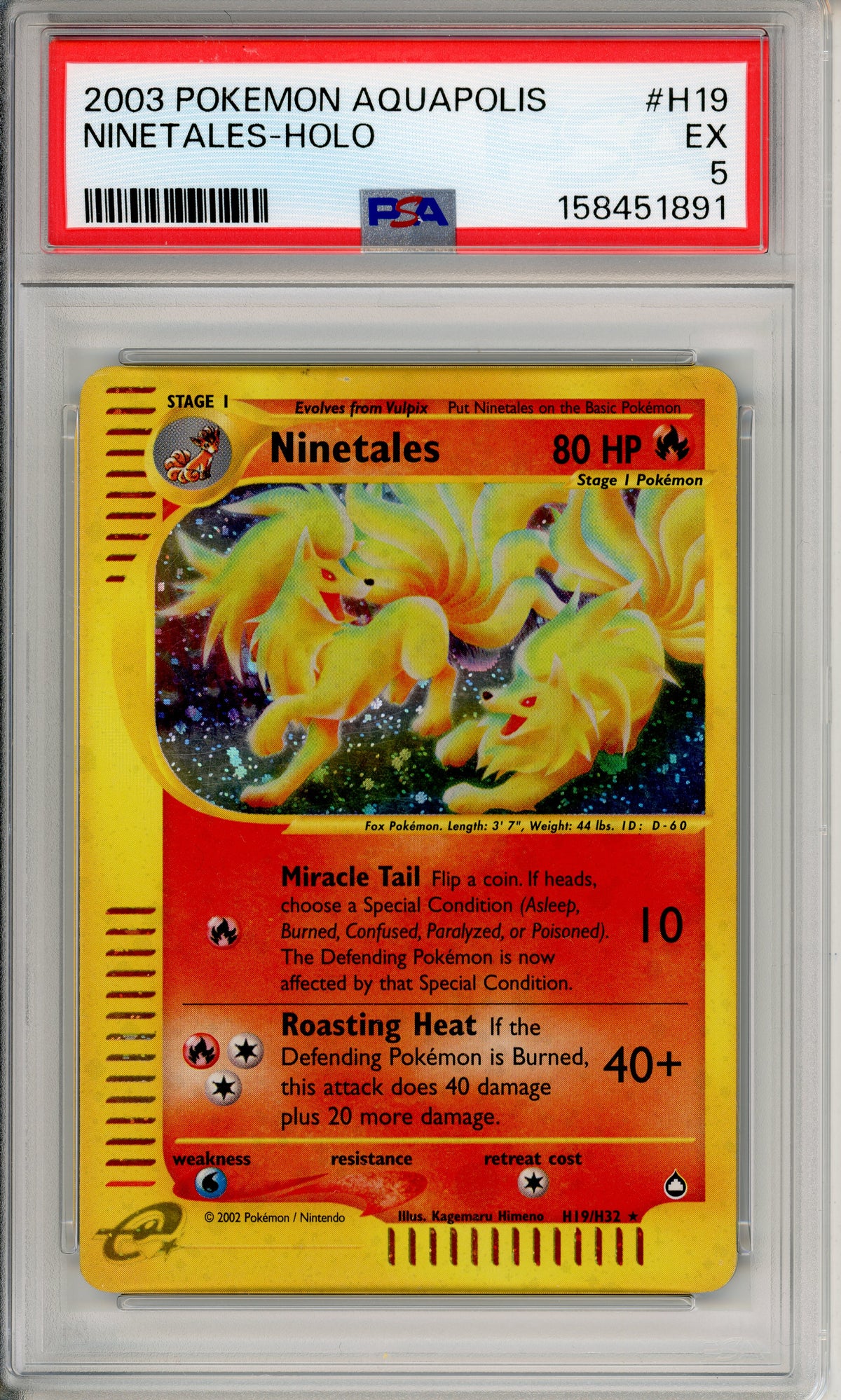 Pokemon Graded: Ninetales H19/H32 Aquapolis (2003) Holo PSA 5