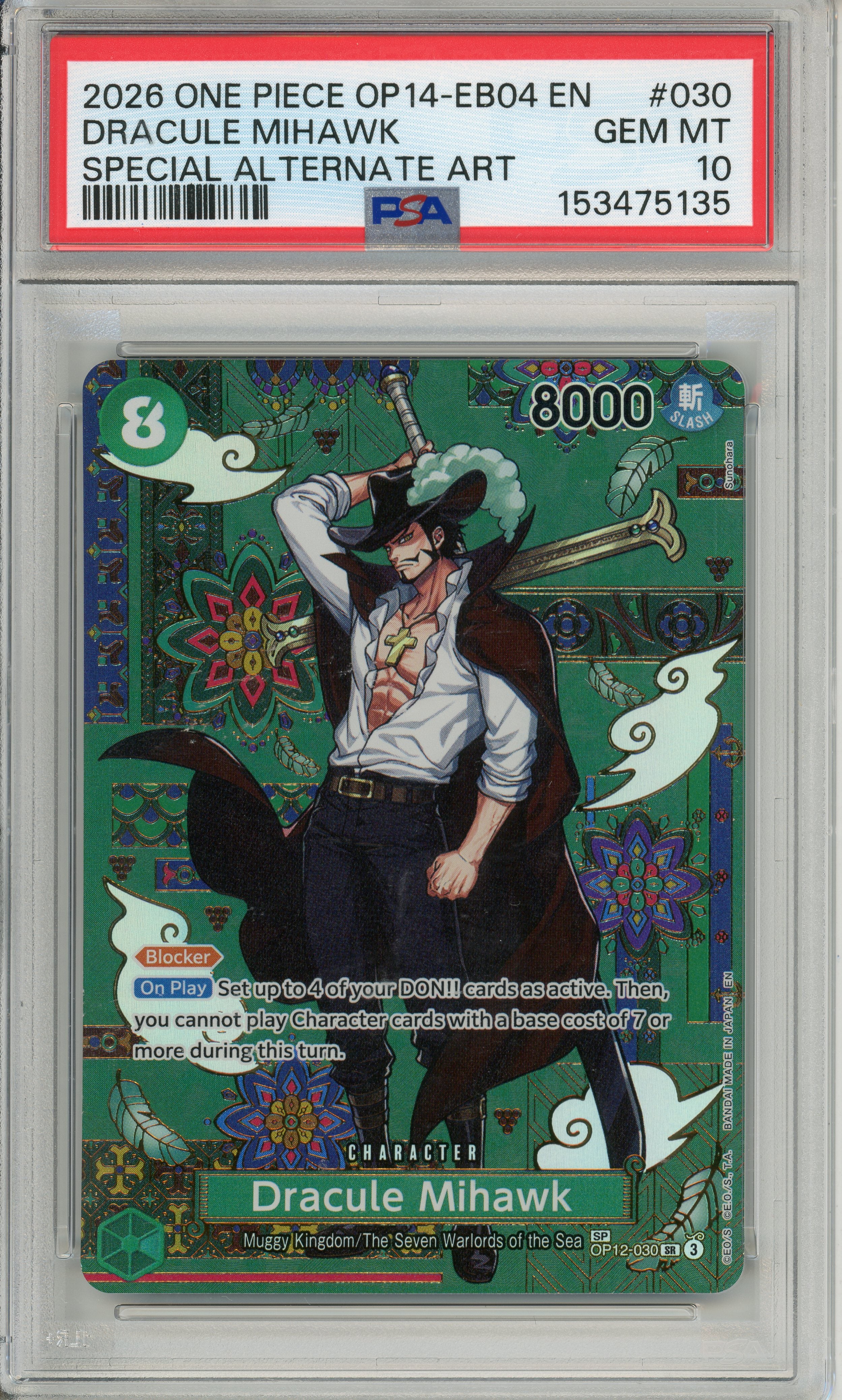 One Piece Graded: Dracule Mihawk OP12-030 Special Alternate Art