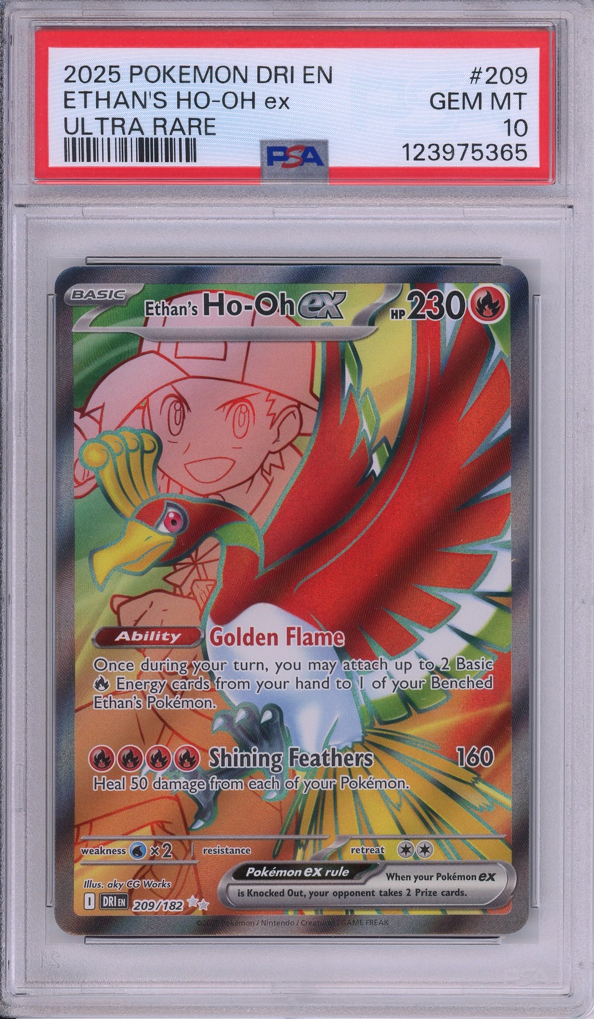 Pokemon Graded: Ethan's Ho-Oh ex 209/182 Destined Rivals (2025) Holo Rare PSA 10