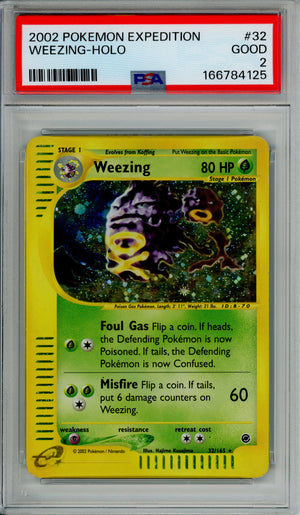 Pokemon Graded: Weezing 32/165 Expedition (2002) Holo PSA 2