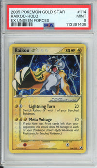 Pokemon Graded: Raikou Gold Star 114/115 Ex Unseen Forces (2005) PSA 9 Holo