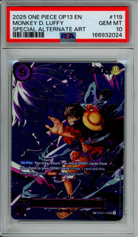 Pokemon Graded: Monkey D. Luffy #119 OP13 Special Alt Art (2025) PSA 10