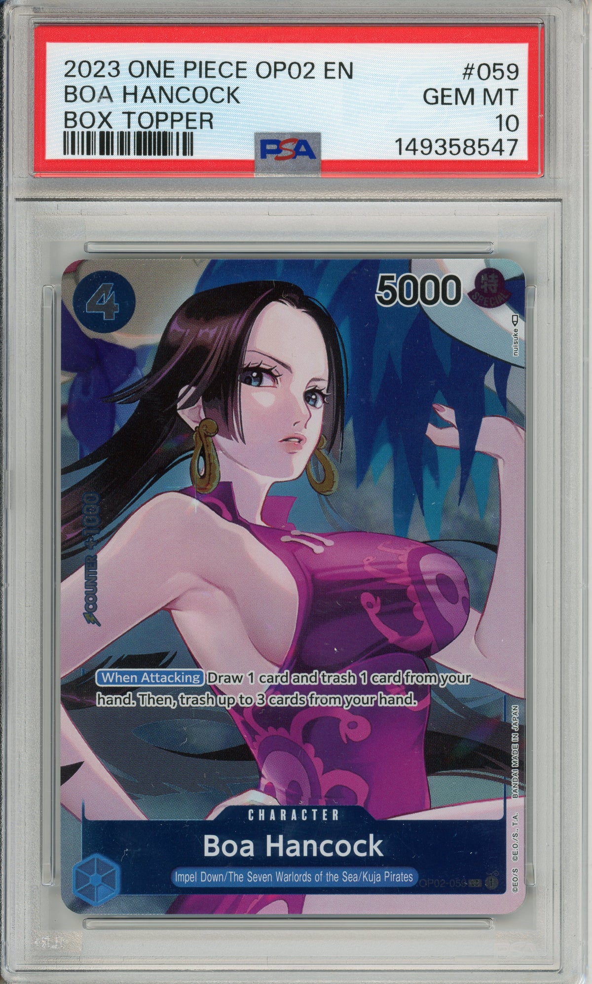 One Piece Graded: Boa Hancock OP02-059 Box Topper (2023) PSA 10