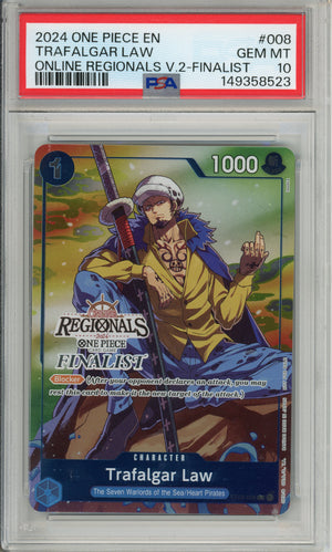 One Piece Graded: Trafalgar Law ST03-008 Offline Regionals Finalist (2024) PSA 10