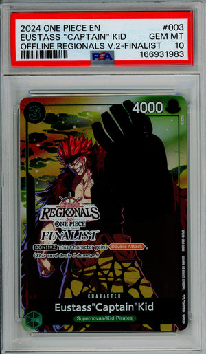 One Piece Graded: Eustass "Captain" Kid #3 Finalist (2024) PSA 10