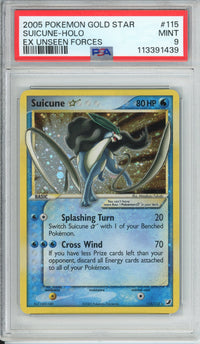 Pokemon Graded: Suicune Gold Star 115/115 Ex Unseen Forces (2005) PSA 9