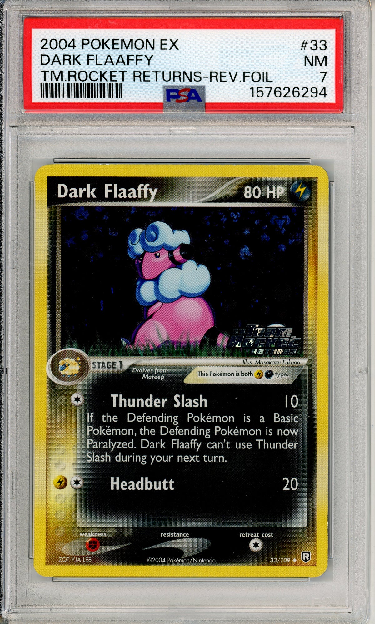 Pokemon Graded: Dark Flaaffy 33/109 Team Rocket Returns (2004) Reverse Foil PSA 7