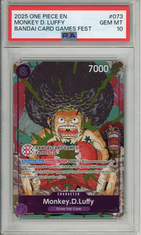One Piece Graded: Monkey D. Luffy OP07-073 Bandai Card Game Fest 2025 PSA 10