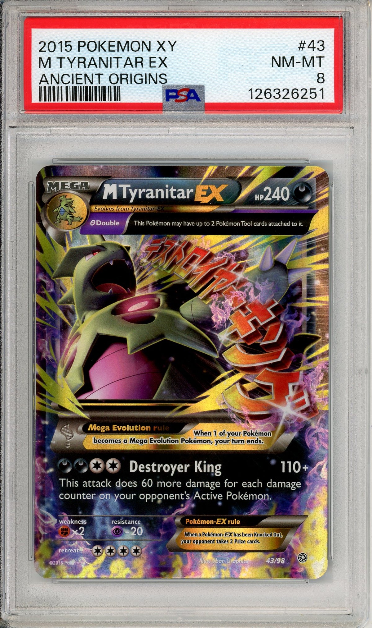 Pokemon Graded: M Tyranitar EX 43/98 Ancient Origins (2015) Holo PSA 8