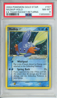 Pokemon Graded: Mudkip Gold Star 107/109 Ex Team Rocket Returns (2004) Holo PSA 8
