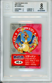 Pokemon Graded: Charizard #6 Pokemon Kids Mini Card (1999) Beckett 8