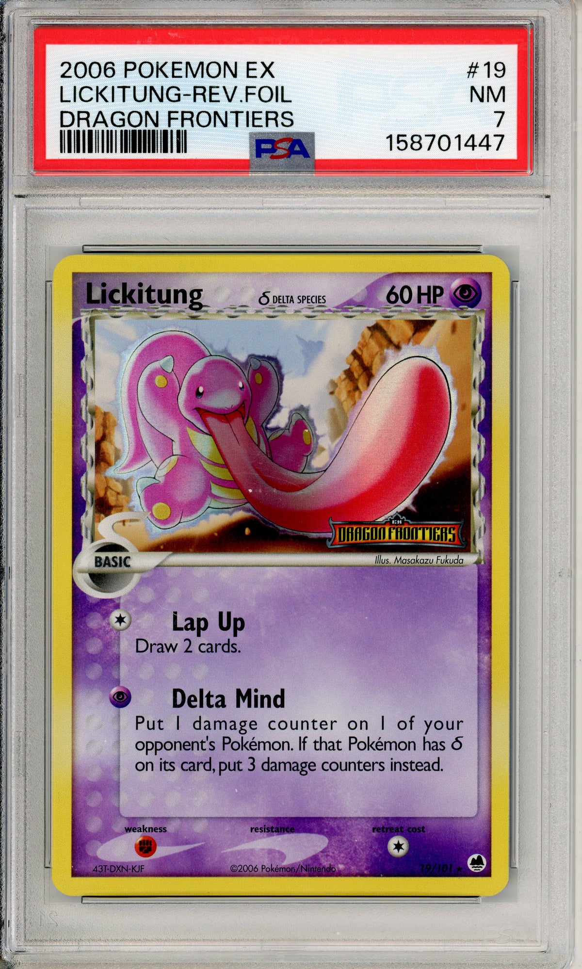 Pokemon Graded: Lickitung 19/101 Dragon Frontiers (2006) Reverse Foil PSA 7