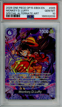 Pokemon Graded: Monkey D. Luffy #5 OP15-EB04 Special Alt Art (2026) PSA 10