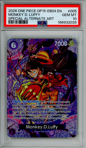 Pokemon Graded: Monkey D. Luffy #5 OP15-EB04 Special Alt Art (2026) PSA 10