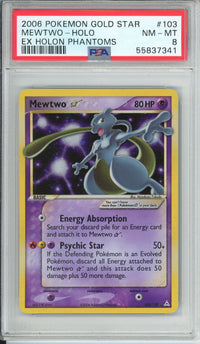 Pokemon Graded: Mewtwo Gold Star 103/110 Ex Holon Phantoms (2006) Holo PSA 8