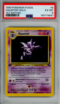 Pokemon Graded: Haunter 1st Edition 6/62 Fossil (1999) Holo PSA 6