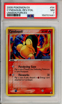 Pokemon Graded: Cyndaquil 54/115 Unseen Forces (2005) Reverse Foil PSA 7