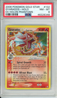 Pokemon Graded: Gyarados Gold Star 102/110 Ex Holon Phantoms (2006) PSA 8