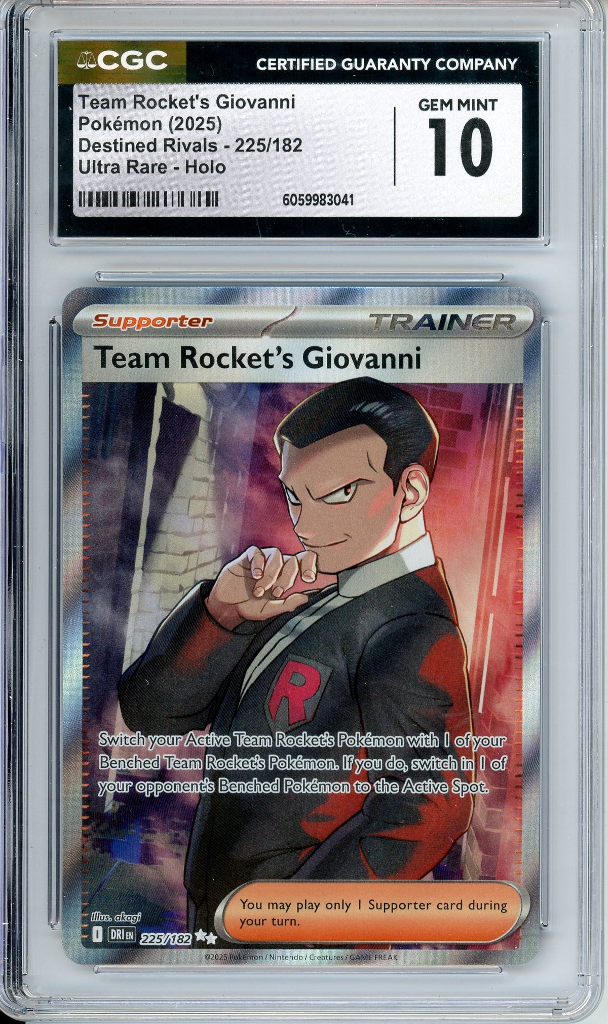 Pokemon Graded: Team Rocket's Giovanni 225/182 Destined Rivals (2025) Holo CGC 10