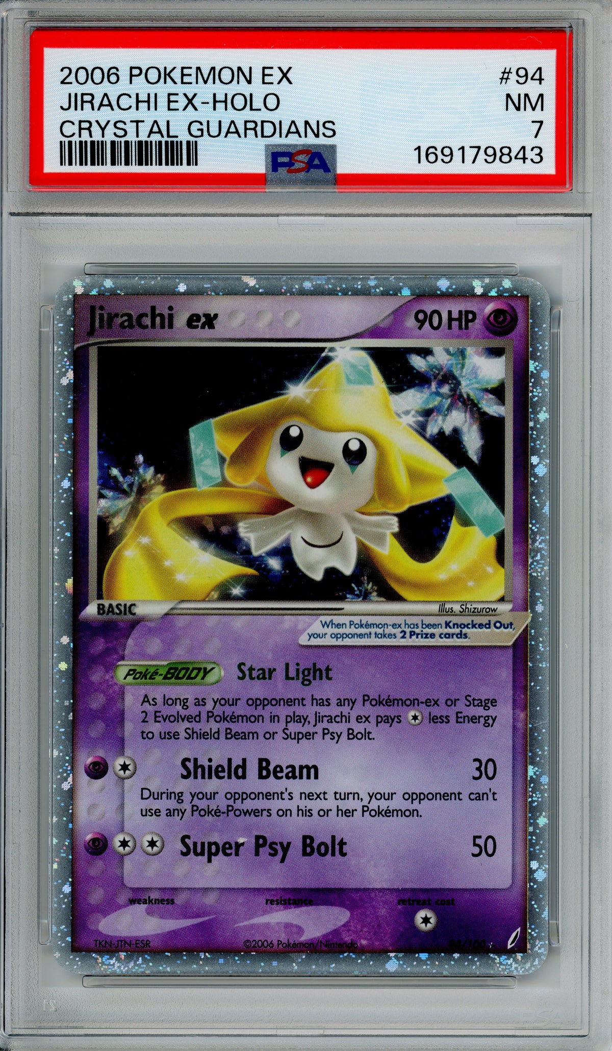 Pokemon Graded: Jirachi ex 94/100 Crystal Gaurdians (2006) Holo PSA 7
