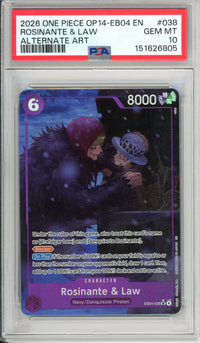 One Piece Graded: Rosinate & Law EB04-038 Alternate Art PSA 10