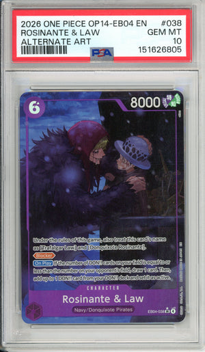 One Piece Graded: Rosinate & Law EB04-038 Alternate Art PSA 10