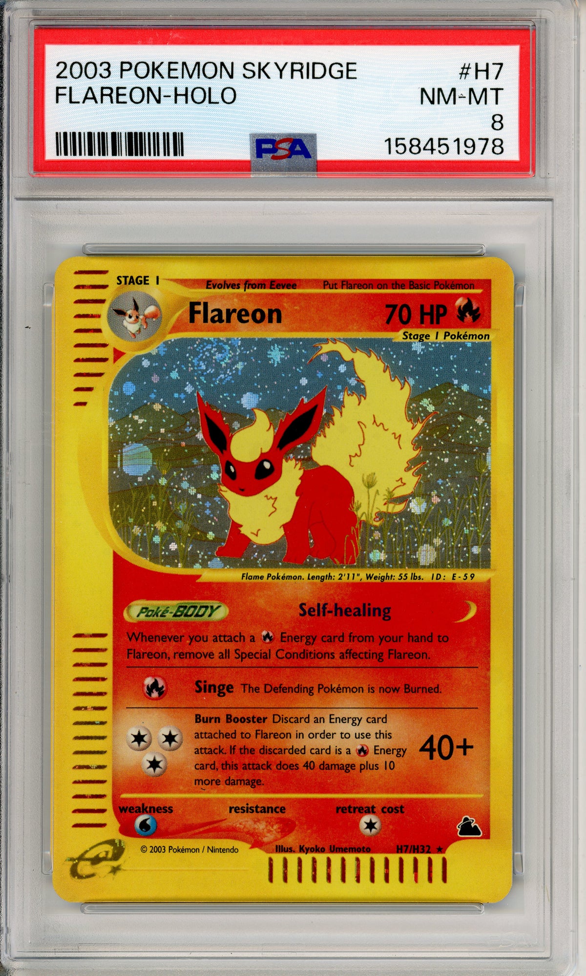 Pokemon Graded: Flareon H7/H32 Skyridge (2003) Holo PSA 8