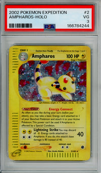 Pokemon Graded: Ampharos 21/165 Expedition (2002) Holo PSA 3