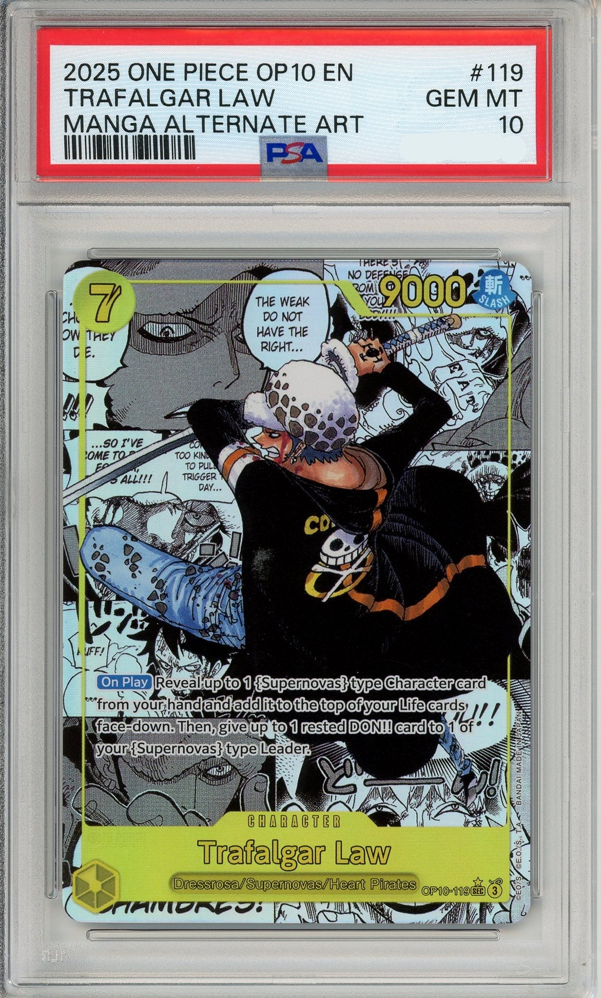 One Piece Graded: Trafalgar Law Manga Alt Art OP10-119 Royal Blood PSA – Double Infinity Gaming