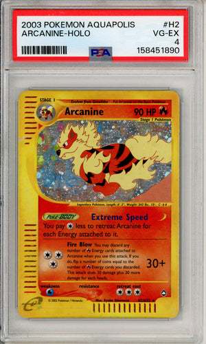 Pokemon Graded: Arcanine H2/H32 Aquapolis (2003) Holo PSA 4