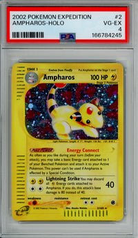 Pokemon Graded: Ampharos 21/165 Expedition (2002) Holo PSA 4