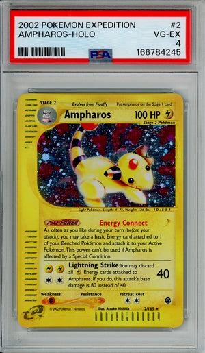 Pokemon Graded: Ampharos 21/165 Expedition (2002) Holo PSA 4