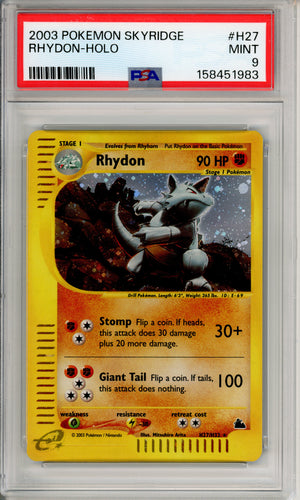 Pokemon Graded: Rhydon H27/H32 Skyridge (2003) Holo PSA 9