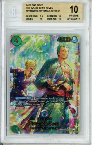 One Piece Graded: Roronoa Zoro PRB02-006 The Azure Sea's Seven Beckett 10