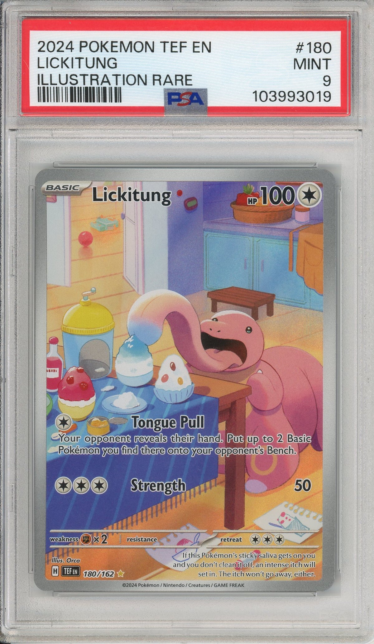 Pokemon Graded: Lickitung 180/162 Temporal Forces (2024) IR Holo PSA 9