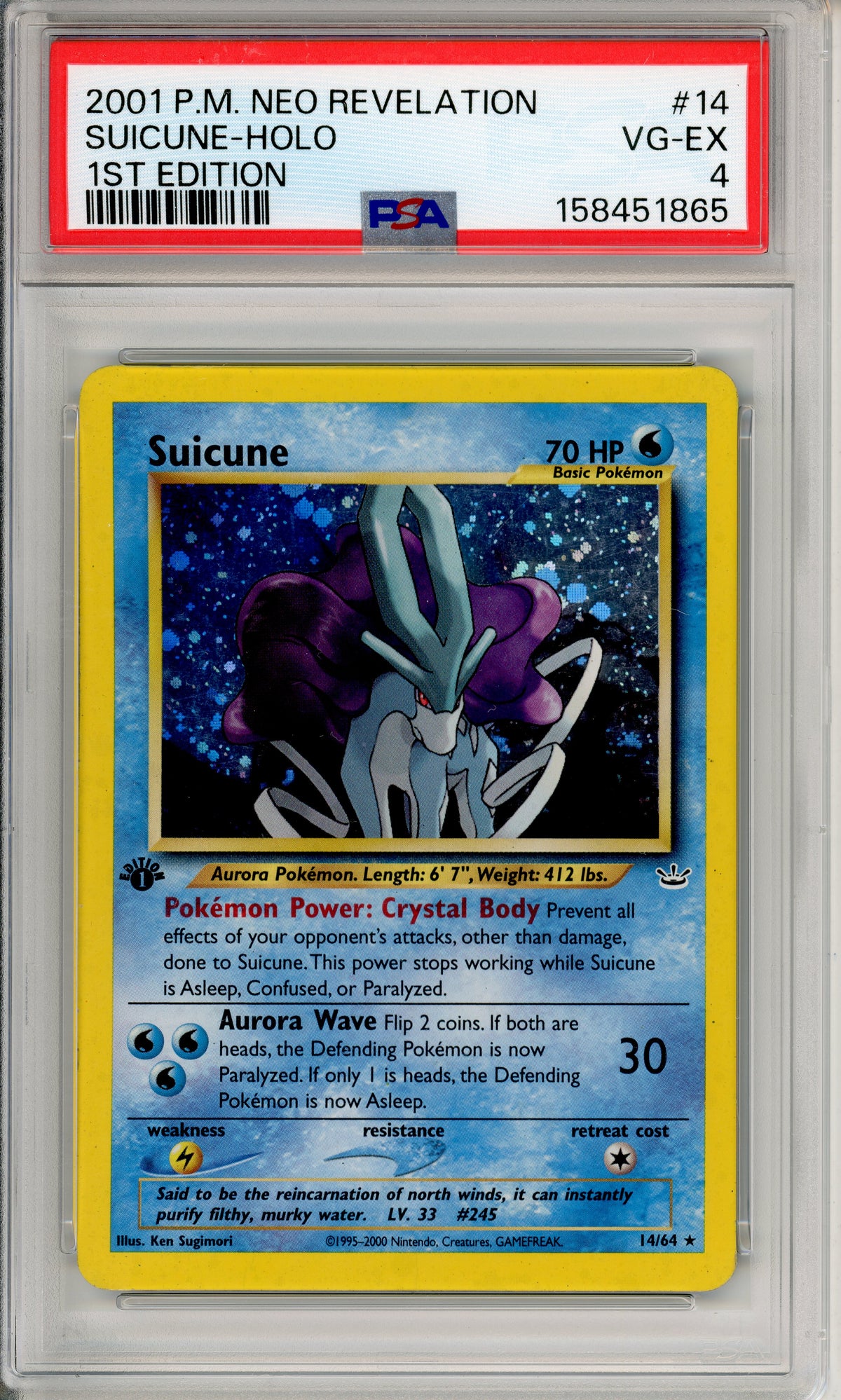 Pokemon Graded: Suicune 1st Edition 14/64 Neo Revelation (2001) Holo PSA 4