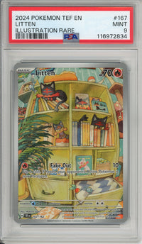 Pokemon Graded: Litten 167/162 Temporal Forces (2024) IR Holo PSA 9