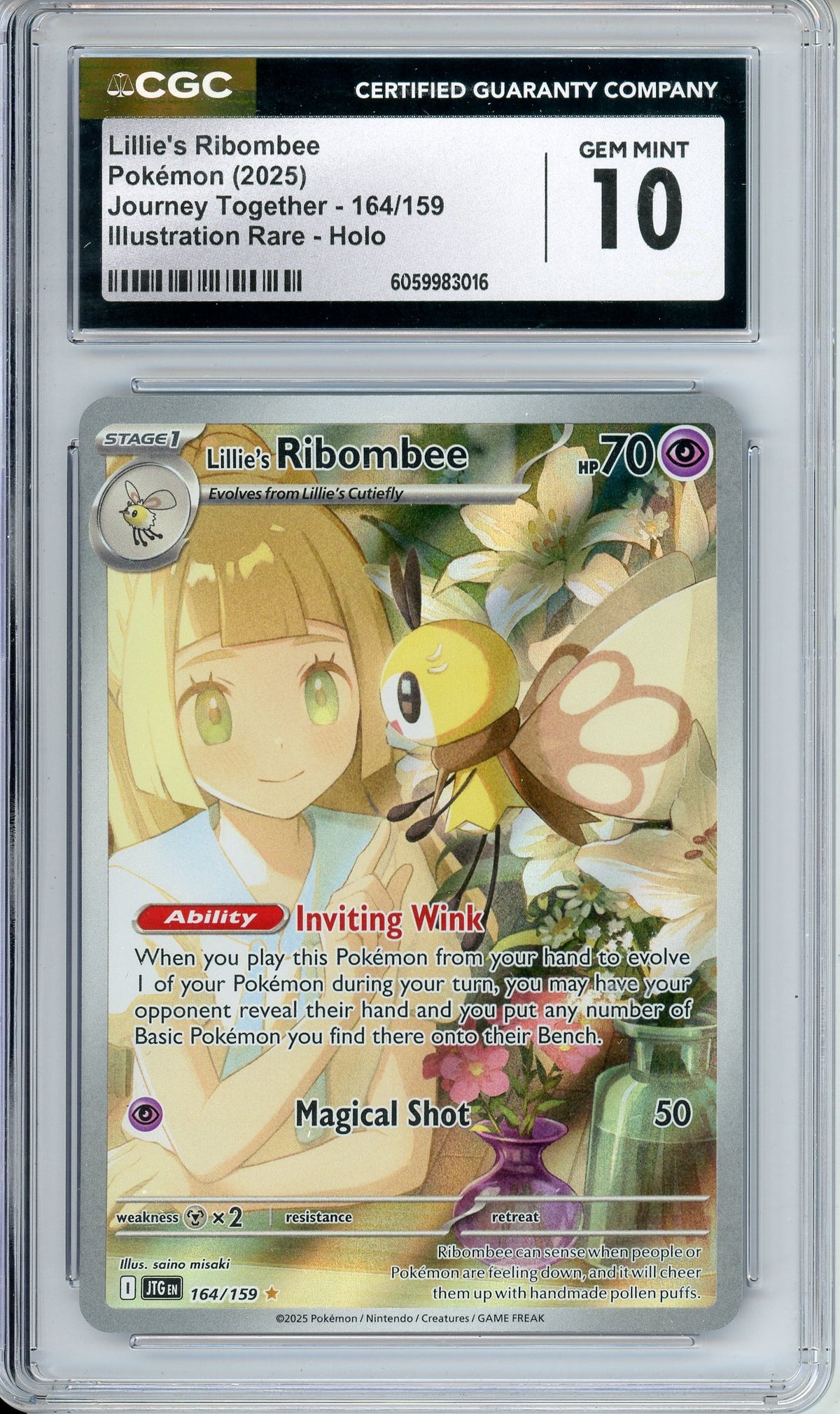 Pokemon Graded: Lillie's Ribombee 164/159 Journey Together (2025) IR Holo CGC 10