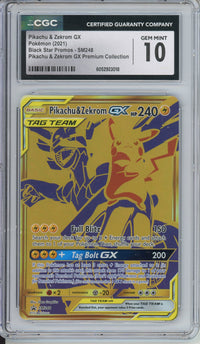 Pokemon Graded: Pikachu & Zekrom GX #SM248 Premium Collection Promo (2021) Holo CGC 10