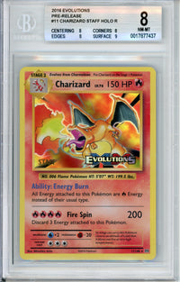 Pokemon Graded: Charizard 11/108 Evolutions Staff Promo (2016) Beckett 8