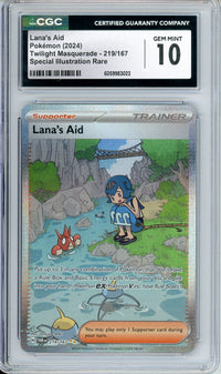 Pokemon Graded: Lana's Aid 219/167 Twilight Masquerade (2024) SIR Holo CGC 10