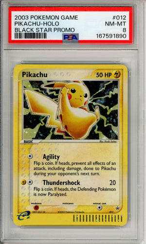 Pokemon Graded: Pikachu #12 EX Series Collector's Tin Promo (2003) Holo PSA 8