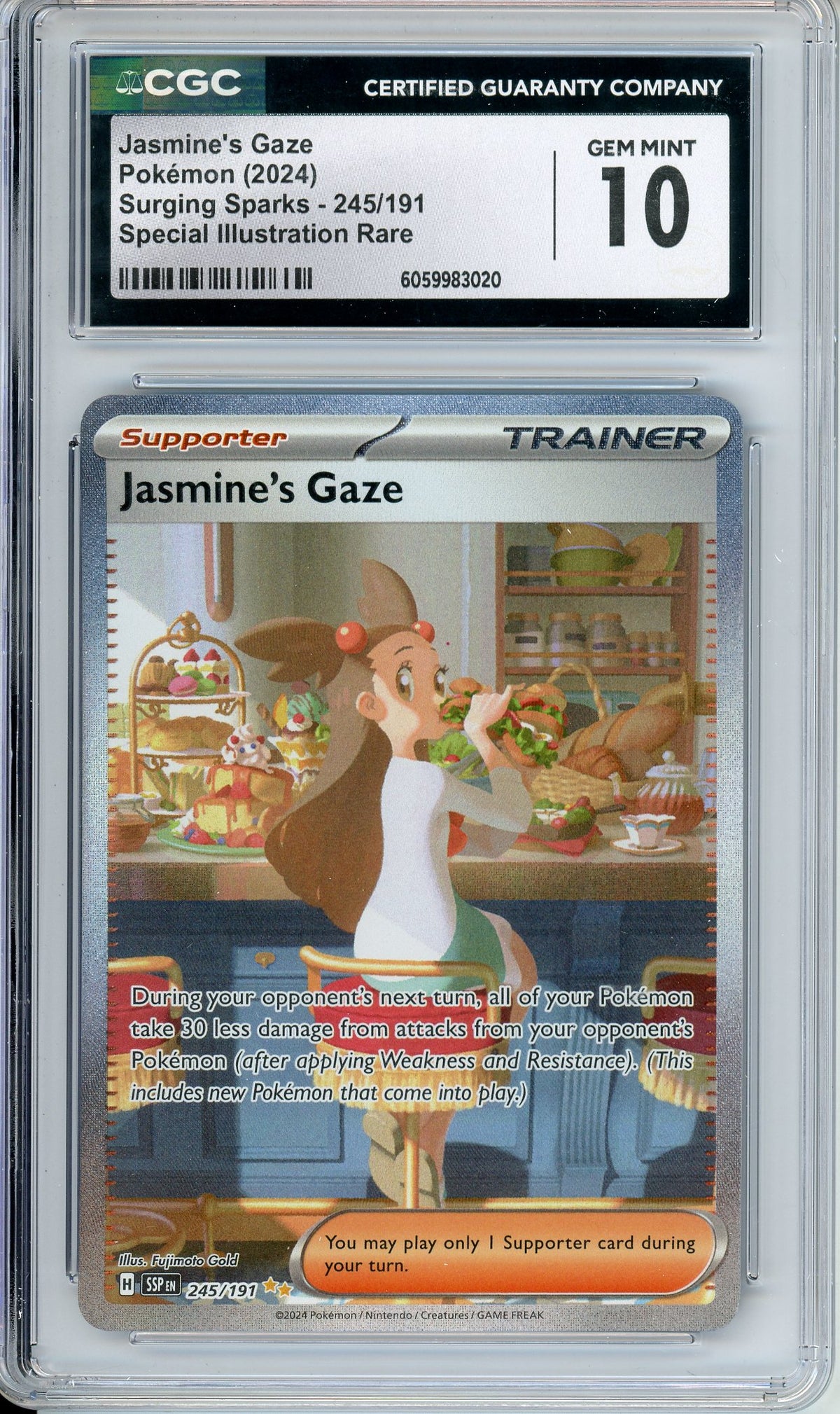 Pokemon Graded: Jasmine's Gaze 245/191 Surging Sparks (2024) SIR Holo CGC 10