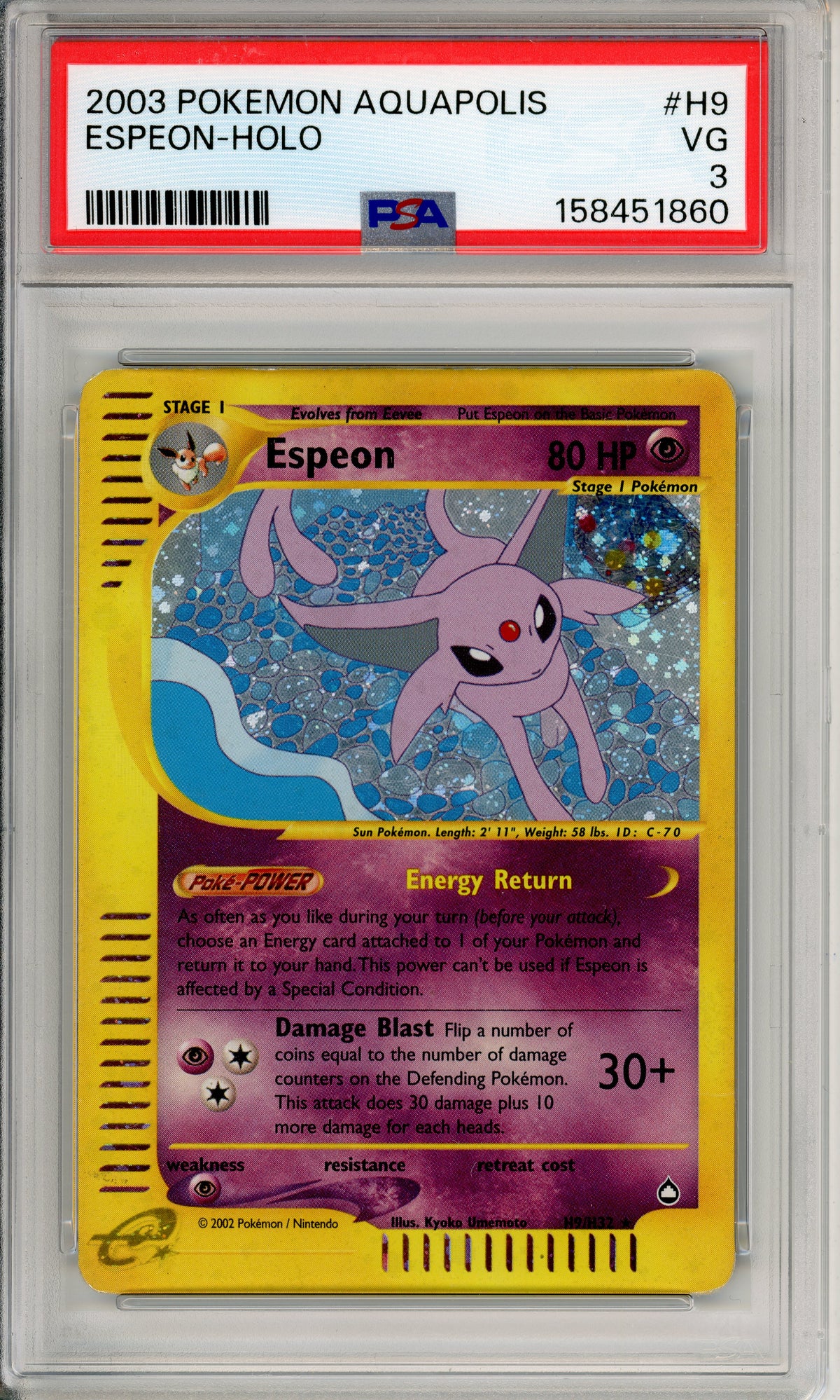 Pokemon Graded: Espeon H9/H32 Aquapolis (2003) Holo PSA 3